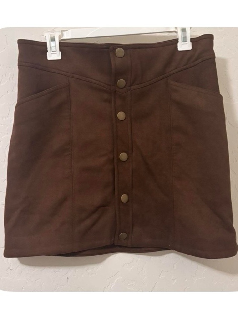 Chocolate Brand Brown Button-Front Mini Skirt
